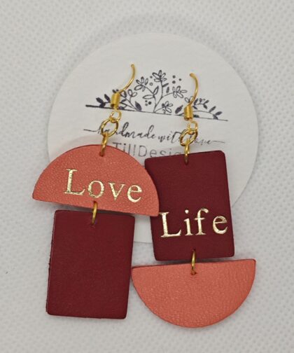 Lógós bőr fülbevaló - FT-F4--4F-Love_Life-1