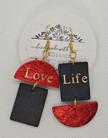 Lógós bőr fülbevaló - FT-F4--4F-Love_Life-2