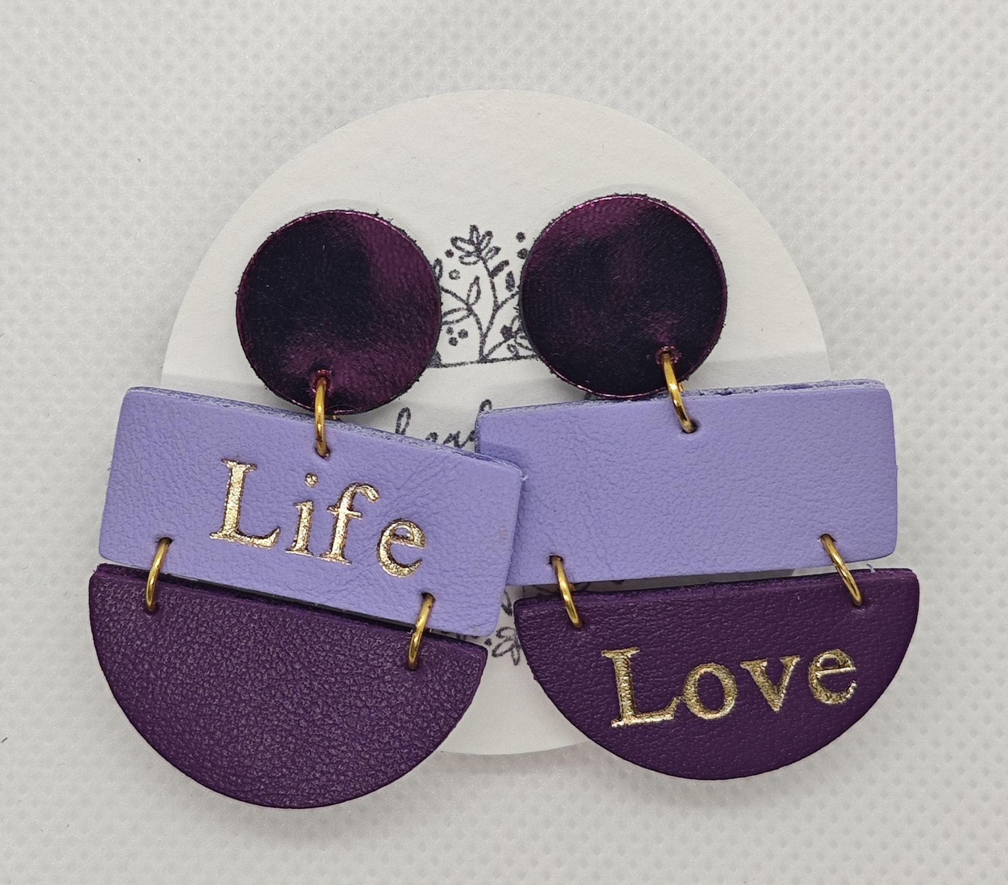Lógós bőr fülbevaló - FT-K4F-Love_Life-1
