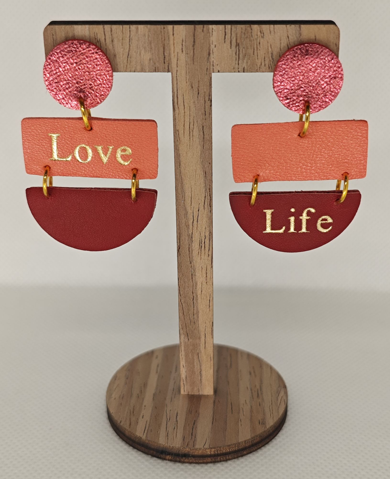 Bedugós bőr fülbevaló - FT-K4F-Love_Life-2